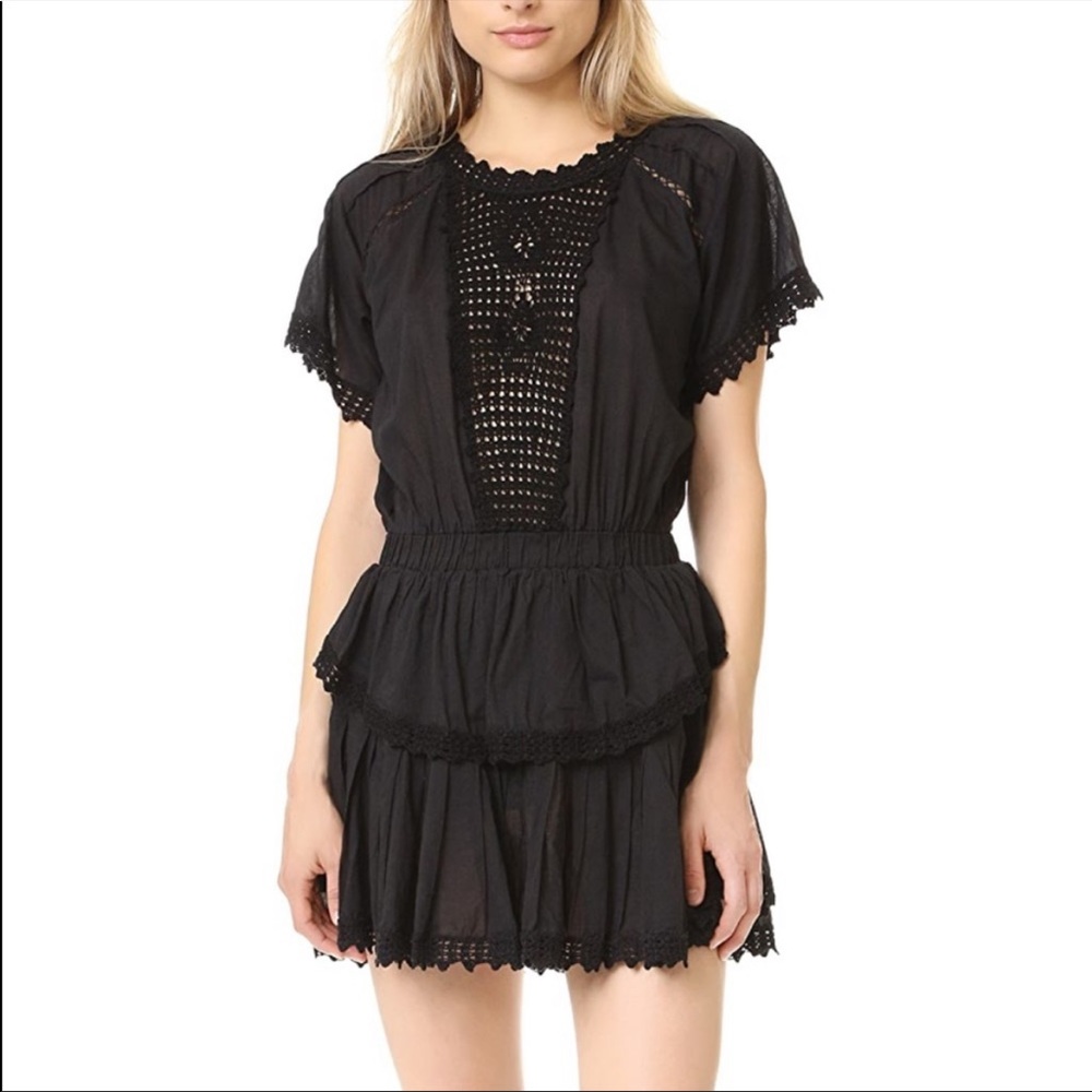 LOVESHACKFANCY Carla Popover Crochet Ruffled Dress